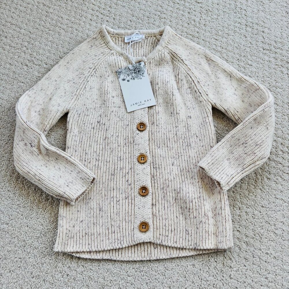 Jamie Kay cotton knit purple speckled cardigan